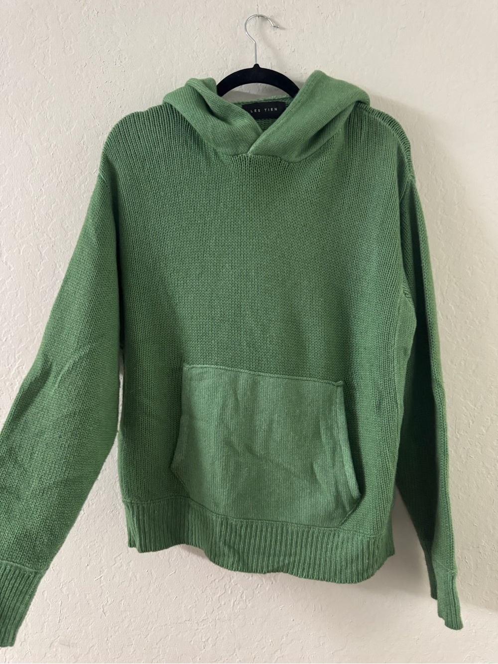 LES TIEN Green 100% Cashmere Hoodie Sweater Size S Italy